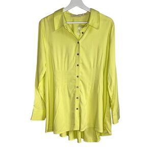 Soft Surrounding Long Sleeve Collared Neck Button-Up Shirt Womens Size PL Yellow